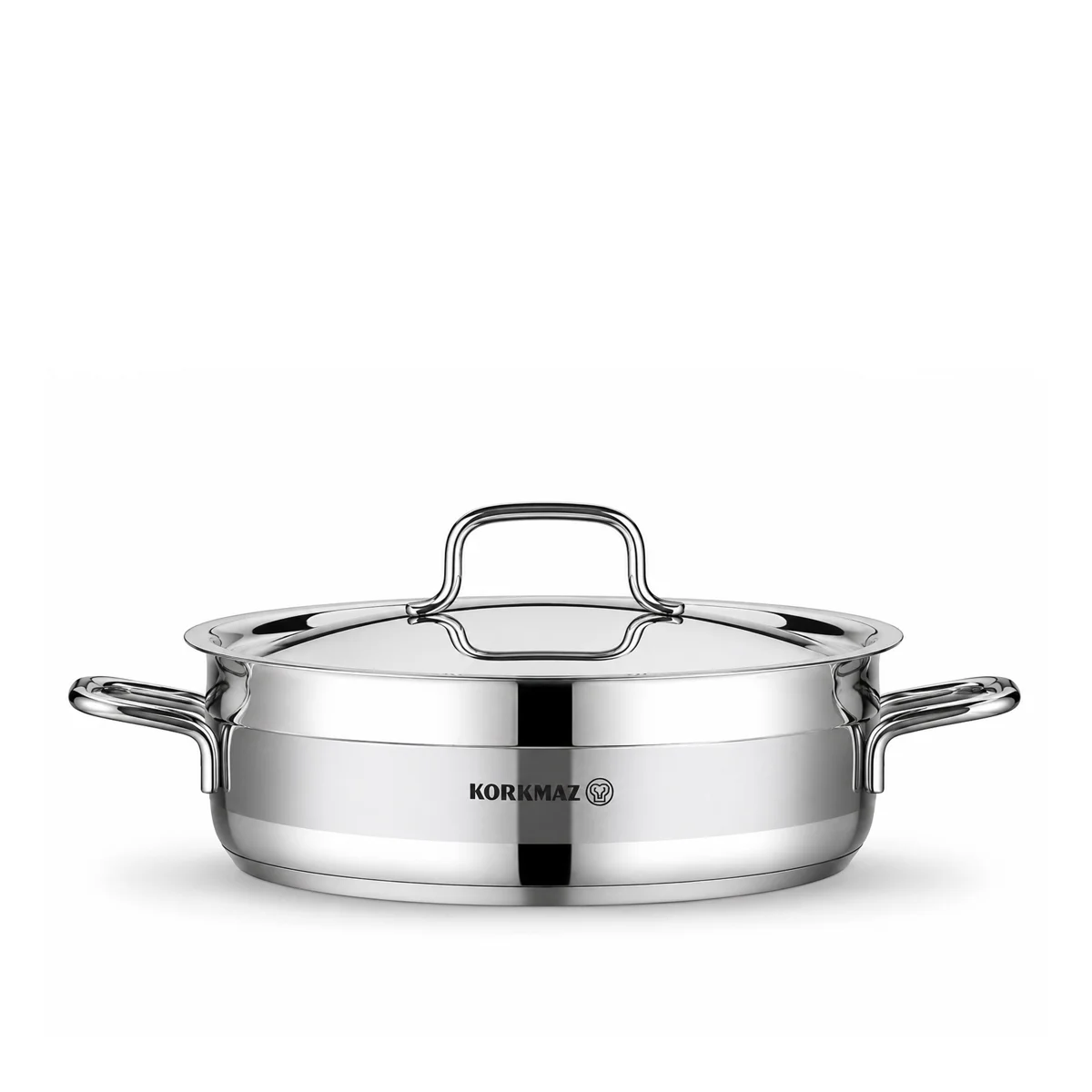 Korkmaz Alfaron 7 Pcs Stainless Steel Cookware Set | Industion Compatible Tri-Ply Bottom Pots and Pans Set | Silver - KA1954