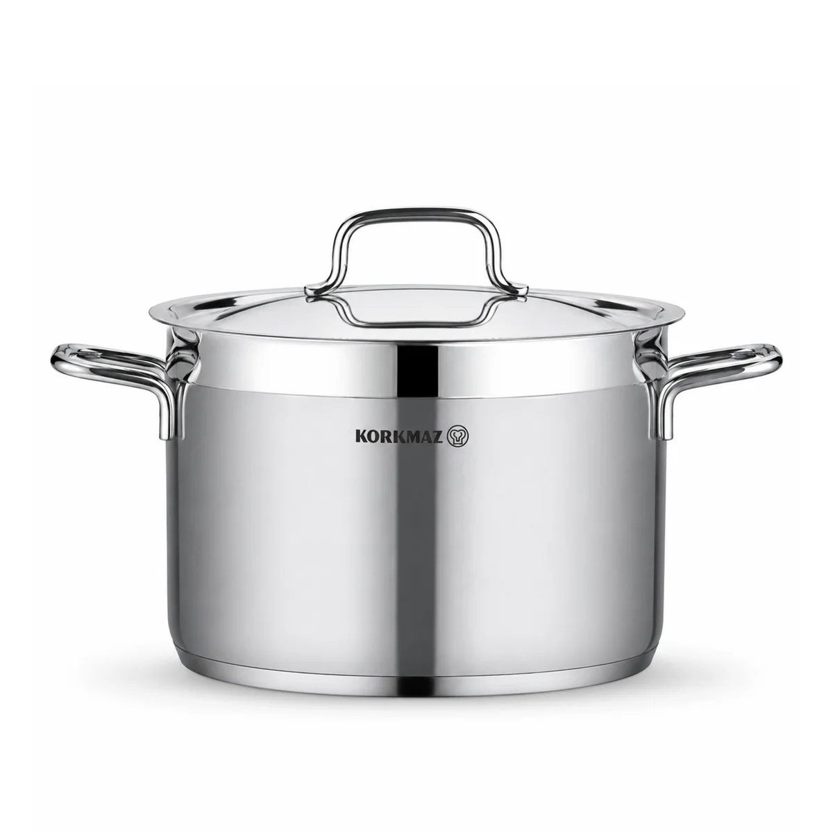 Korkmaz Alfaron 7 Pcs Stainless Steel Cookware Set | Industion Compatible Tri-Ply Bottom Pots and Pans Set | Silver - KA1954