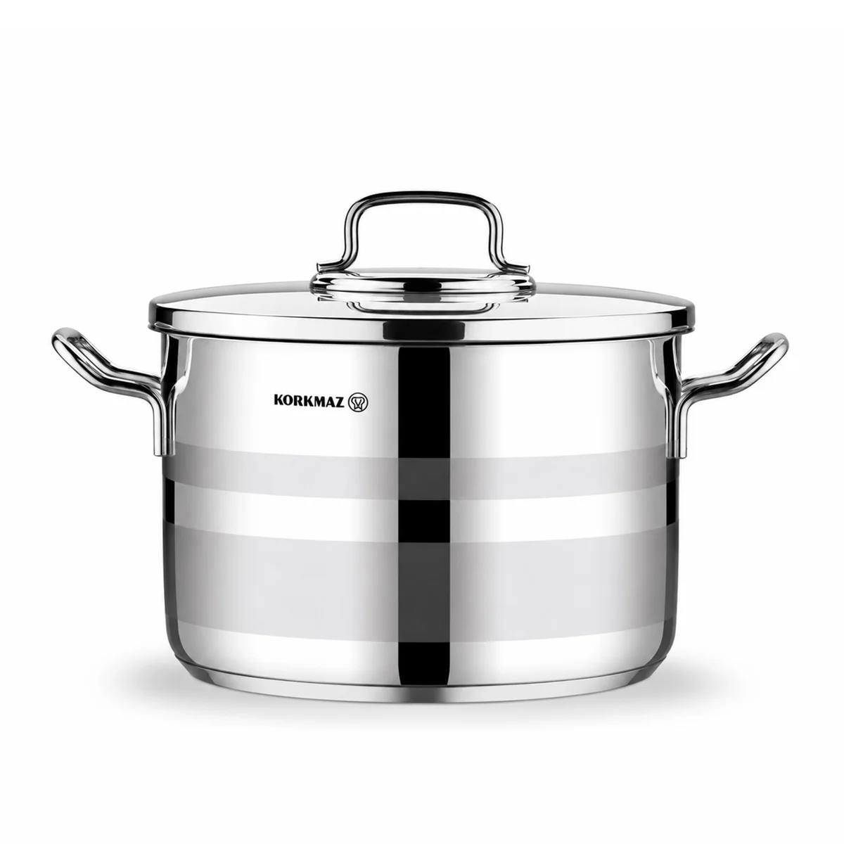 Korkmaz Astron 12 Pcs Cookware Set | Stainless Steel Pots and Pans Set | Inductions Compatible Tri-Ply Bottom Cooking Set | Silver - KA2056