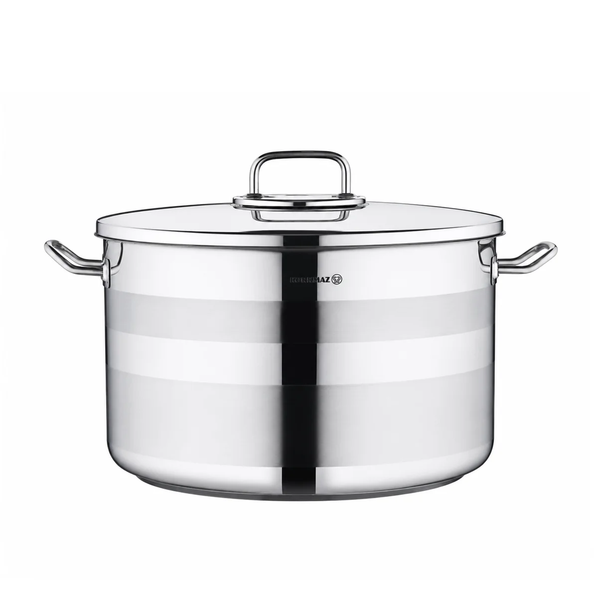 Korkmaz Astron 15 pc Cookware set | Stainless Steel Pots and Pans Set | Inductions Compatible Tri-Ply Bottom Cooking Set  | Silver - KA2057