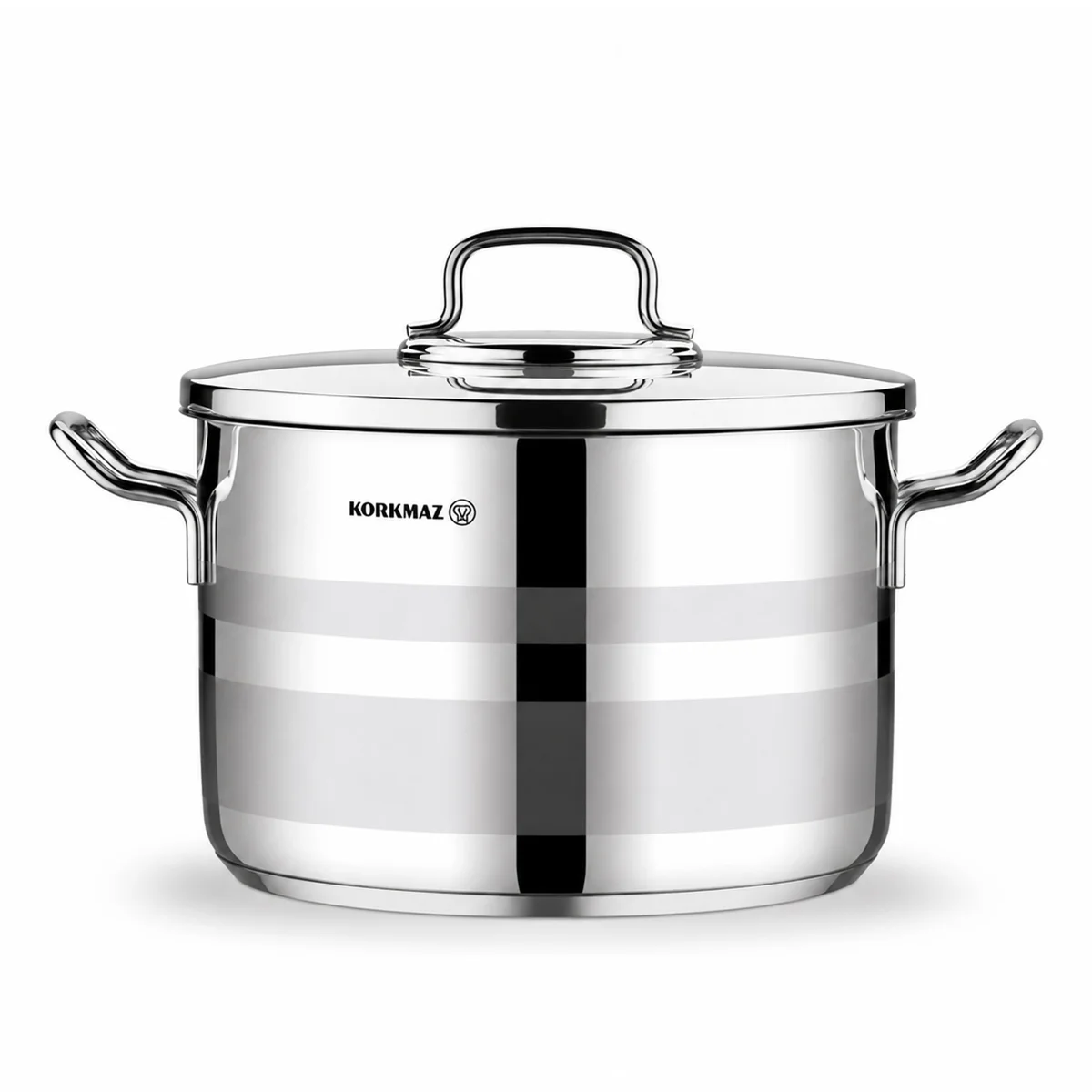 Korkmaz Astron 7 Pcs Cookware Set | Stainless Steel Pots and Pans Set | Inductions Compatible Tri-Ply Bottom Cooking Set | Silver - KA2054