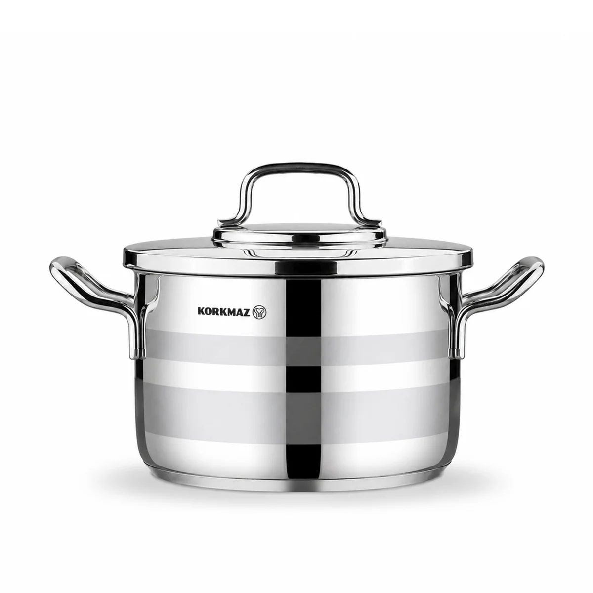 Korkmaz Astron 7 Pcs Cookware Set | Stainless Steel Pots and Pans Set | Inductions Compatible Tri-Ply Bottom Cooking Set | Silver - KA2054