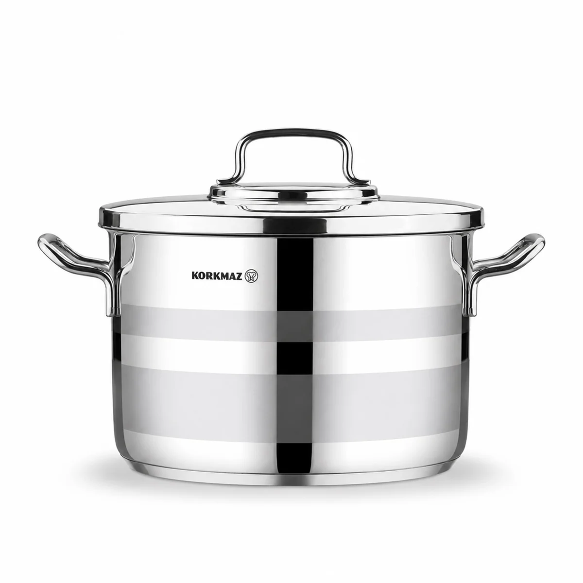 Korkmaz Astron 7 Pcs Cookware Set | Stainless Steel Pots and Pans Set | Inductions Compatible Tri-Ply Bottom Cooking Set | Silver - KA2054