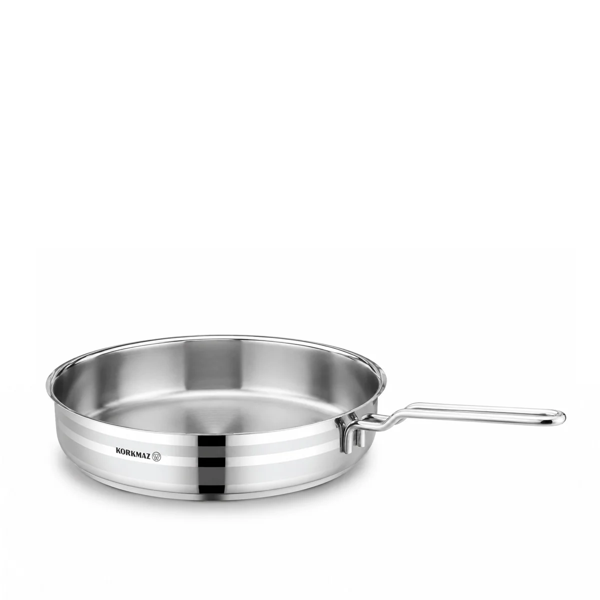 Korkmaz Astron 8 Pcs Cookware Set | Stainless Steel Pots and Pans Set | Inductions Compatible Tri-Ply Bottom Cooking Set | Silver - KA2055