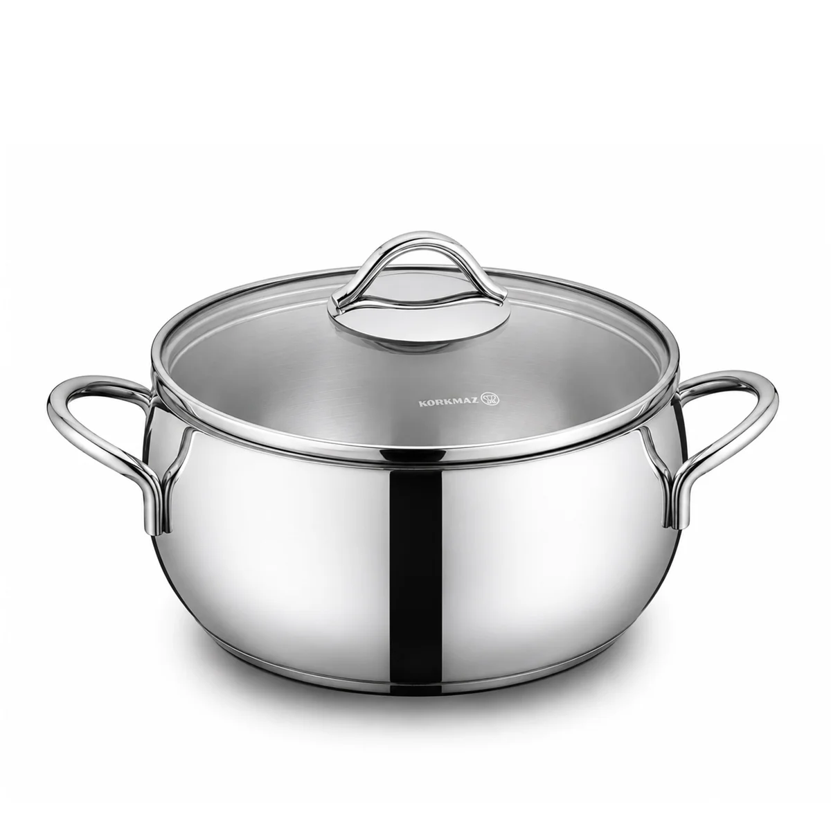 Korkmaz Tombik 9 Pieces Stainless Steel Cookware Set | Induction Compatible Tri-Ply Bottom Pots and Pans Set | Silver - KA1800