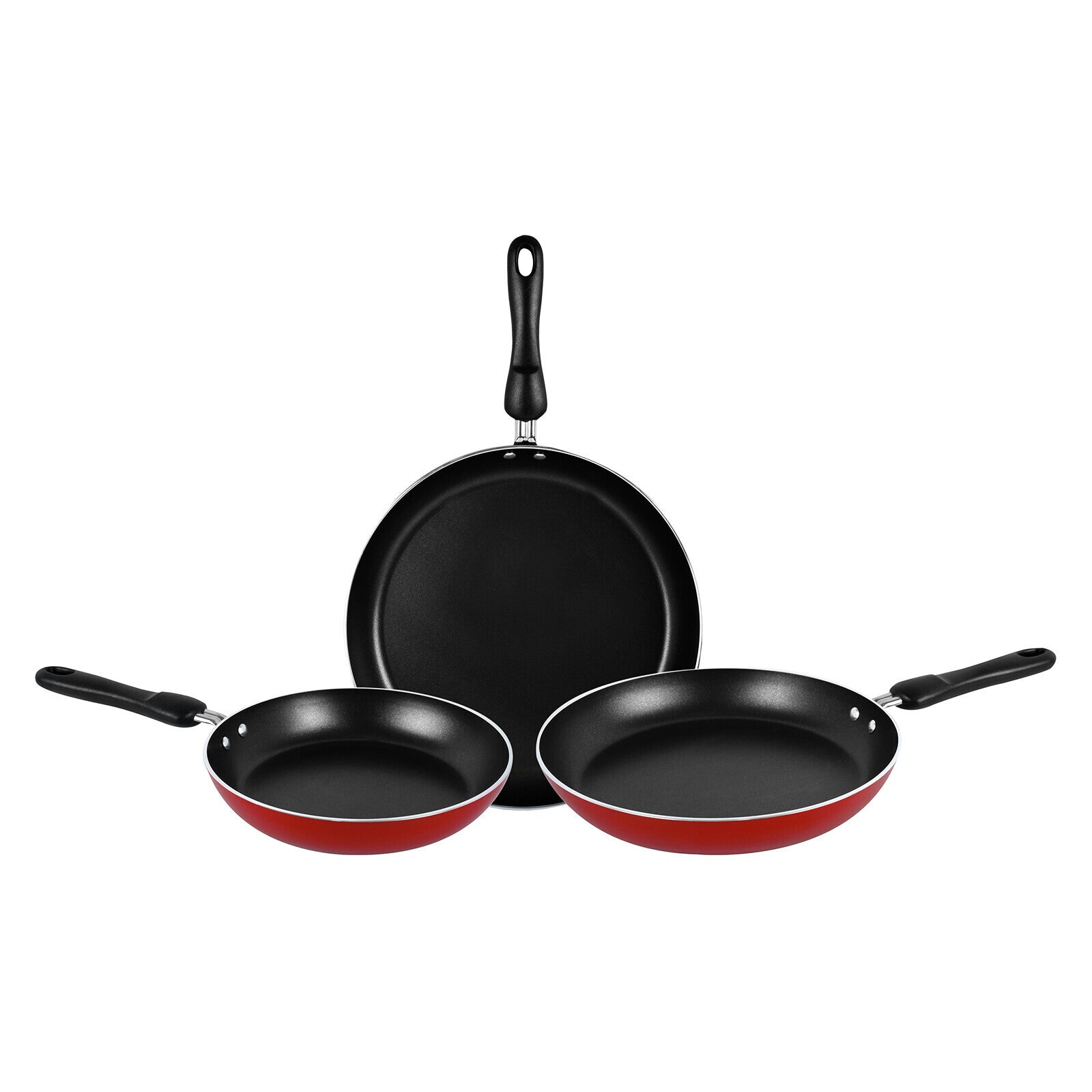 Prestige 3-Piece Non-Stick Fry Pan Set - Induction Compatible (Red)