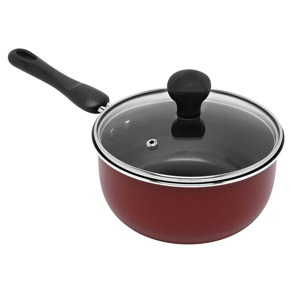 Prestige Cast Aluminium Cookware Sets of 7 Piece | Non Stick Aluminium| Casserole | Saucepan | Fry Pan- PR22353-Red