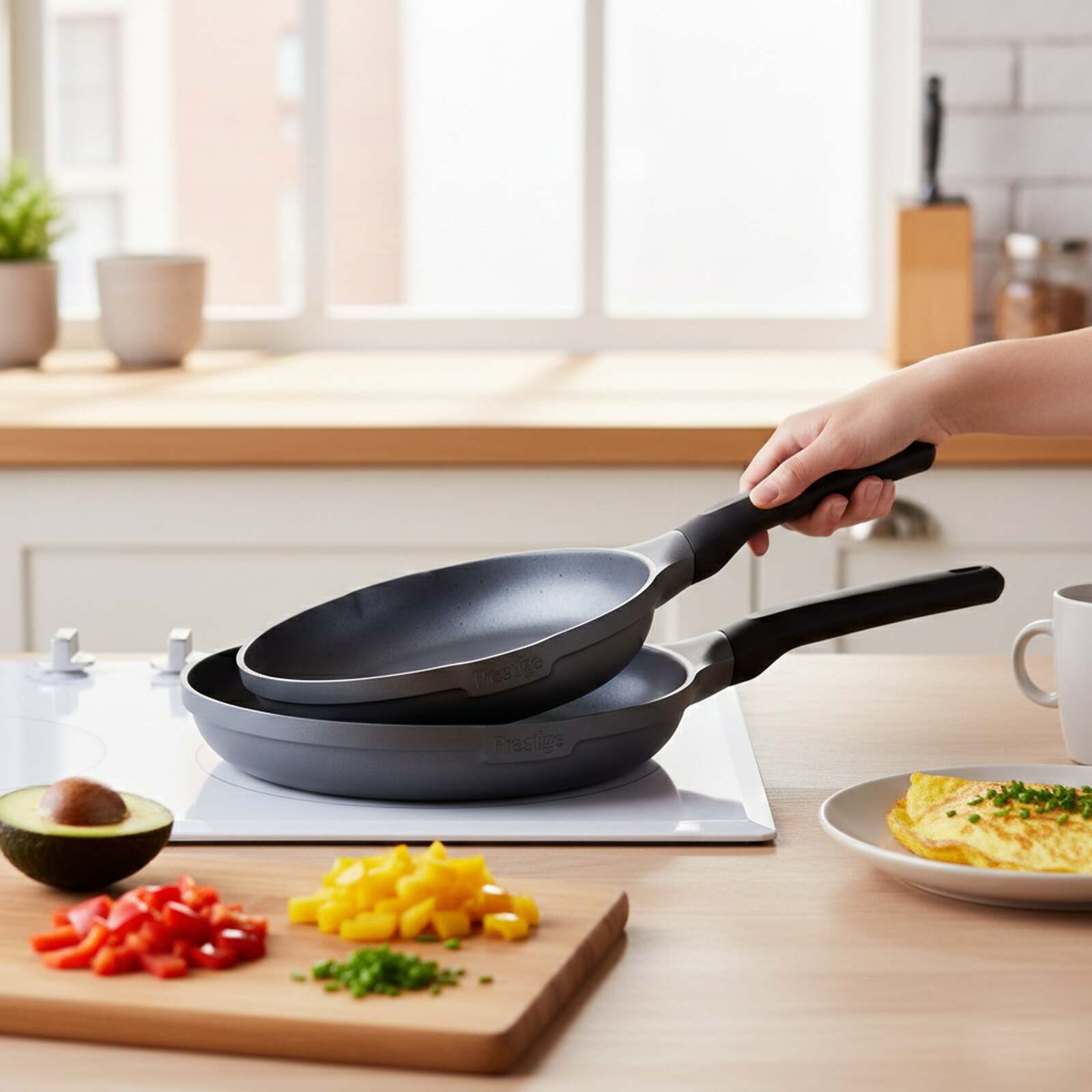 Prestige Essentials 4x Ultra Touch Twin Fry Pan Set of 24cm and 28cm | Non-Stick Granite Coated Frying Pan | PR81169