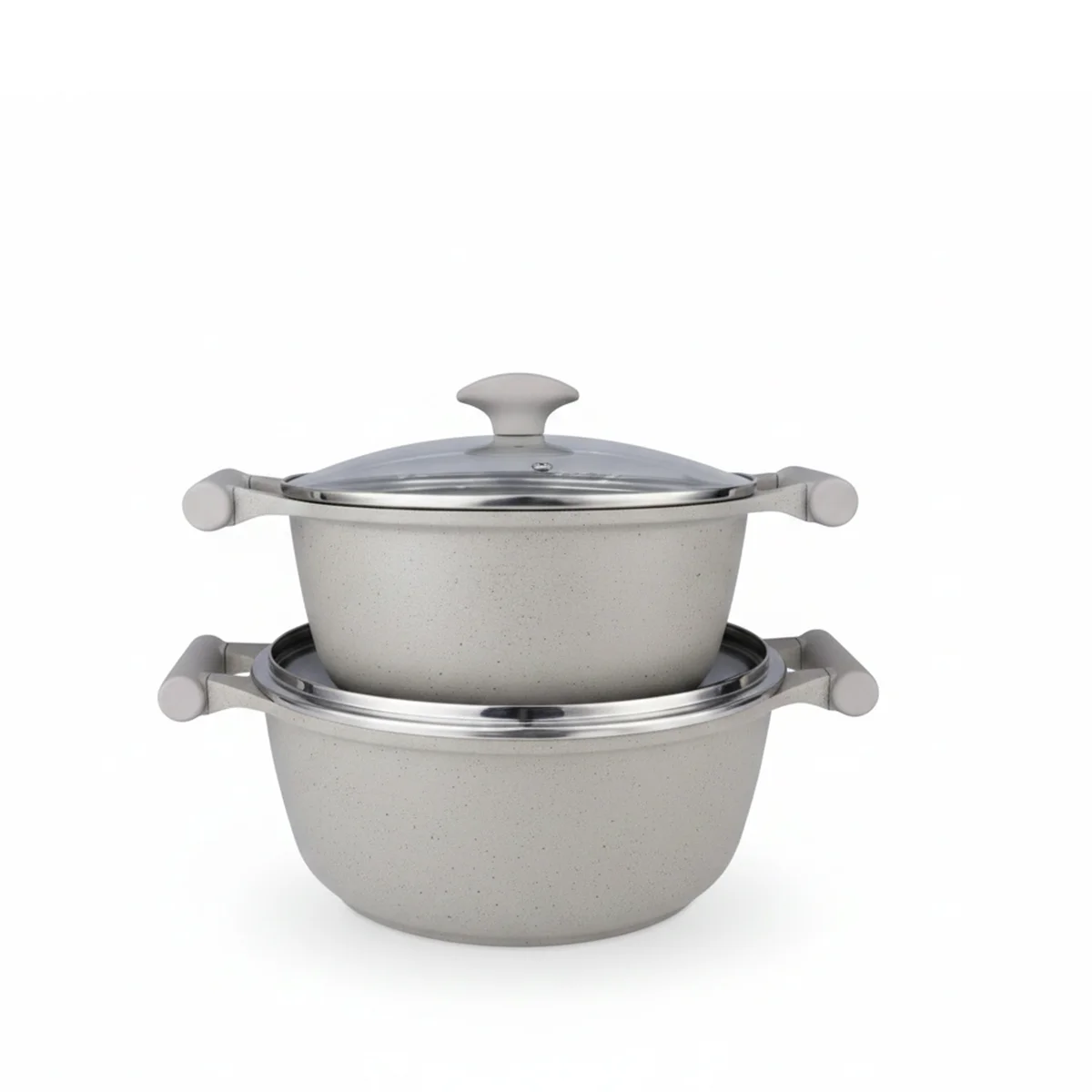 Prestige Essentials 9-Piece Grey Granite Cookware Set  | Non-Stick Pots and Pans Set | Induction Compatible Cooking Set |  PR80976