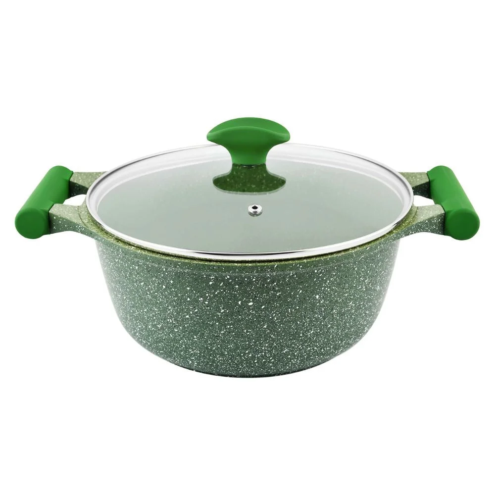 Prestige Essentials Granite 12 Piece Non-Stick Cast Aluminium Cookware sets | Induction Compatible Pots and Pans Set | Green - PR80963