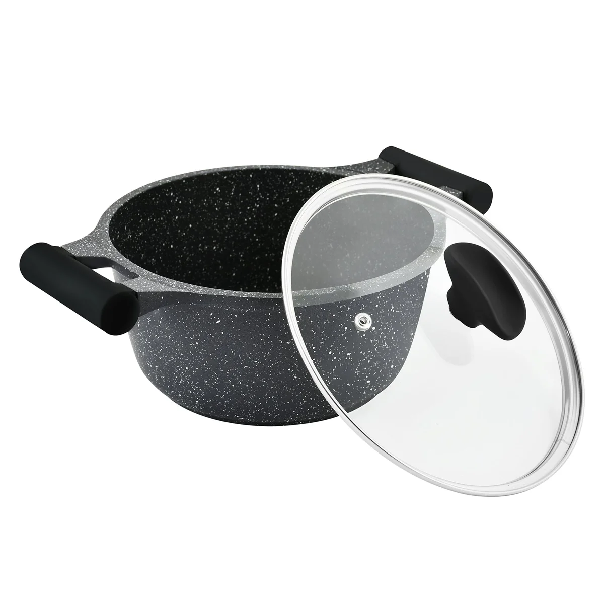 Prestige Essentials Granite 12 Piece Non-Stick Cast Aluminium Cookware sets | Induction Compatible Pots and Pans Set | Black - PR80965