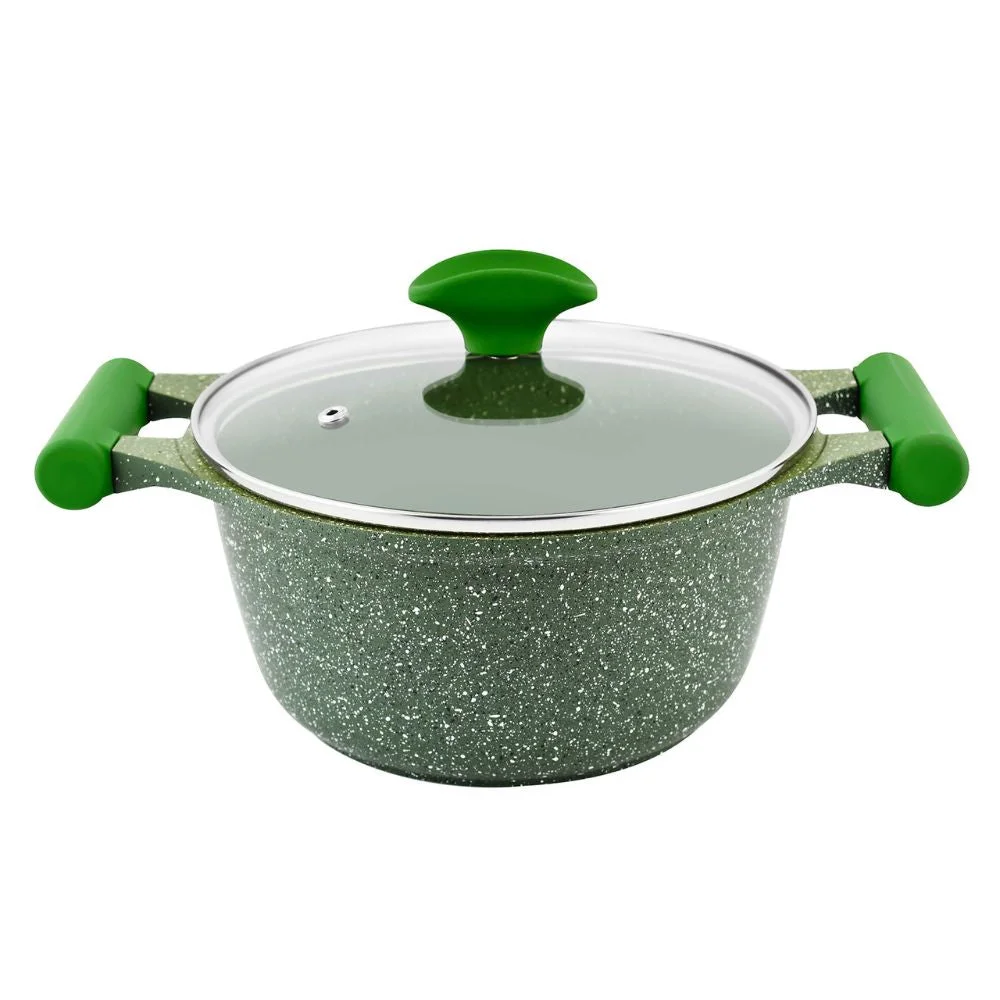 Prestige Essentials Granite 12 Piece Non-Stick Cast Aluminium Cookware sets | Induction Compatible Pots and Pans Set | Green - PR80963