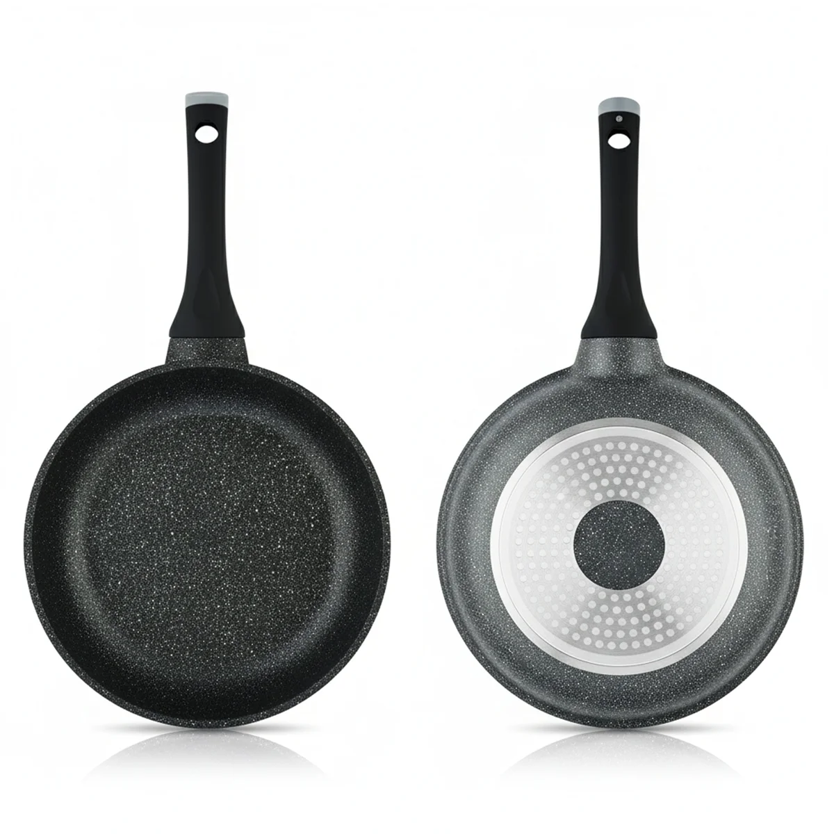 Prestige Essentials Granite 7 Piece Non-Stick Cast Aluminium Cookware Sets | Induction Compatible Pots and Pans Set | Black - PR80962