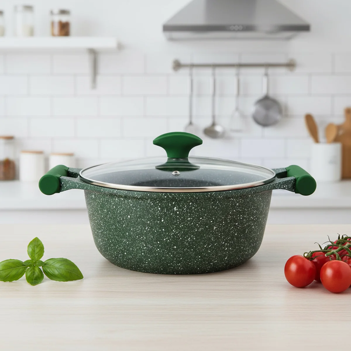 Prestige Essentials Nonstick Pots and Pans Set | Induction Cookware Set 11 Pieces | Non Stick Set Combo | Granite Cooking Set | Fry Pan Non Stick Combo Set | Green - PR80986