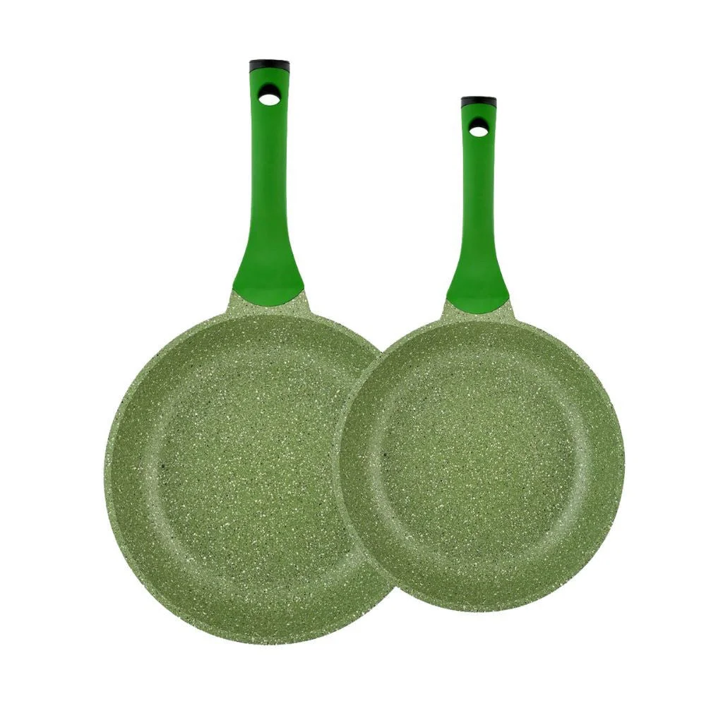 Prestige Essentials Nonstick Pots and Pans Set | Induction Cookware Set 11 Pieces | Non Stick Set Combo | Granite Cooking Set | Fry Pan Non Stick Combo Set | Green - PR80986